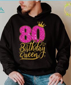 80 Year Old Gifts 80th Birthday Queen diamond crown Pink T Shirt