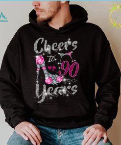 90th Birthday Gifts Cheers To 90 Year Old Wine high heels Long Sleeve T Shirt