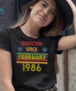 Awesome Since February 1986 Year Old Birthday Retro T Shirt