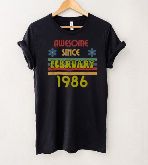 Awesome Since February 1986 Year Old Birthday Retro T Shirt