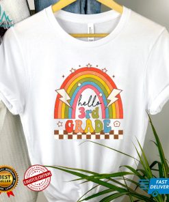 Back To School Hello Third Grade Teacher Retro Rainbow T Shirt   Copy (2)