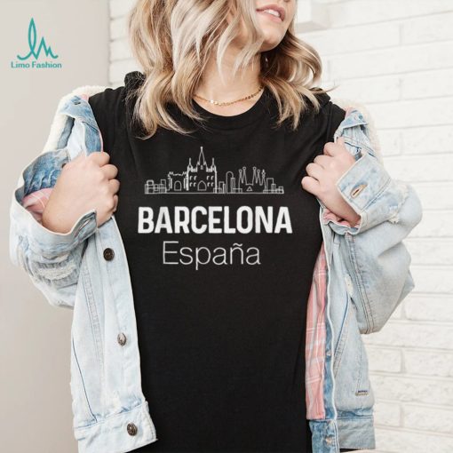 Barcelona Espana Spain Est. Souvenir Flag Map Vacation T Shirt