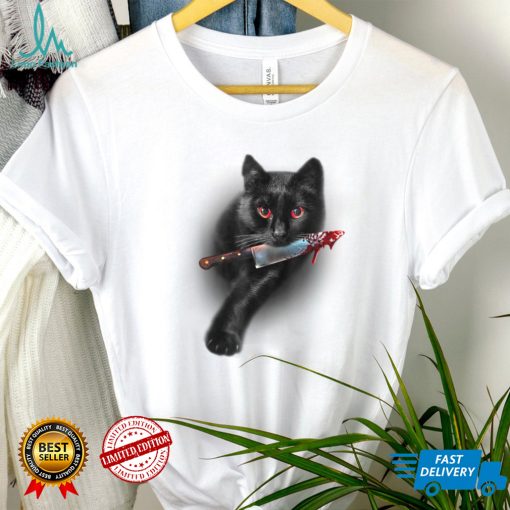 Black Cat Yellow Eye Halloween Cats Tee T Shirt   Copy