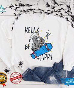 Blue Relax And Be Happy Cool Skateboarding Grim Reaper T Shirt