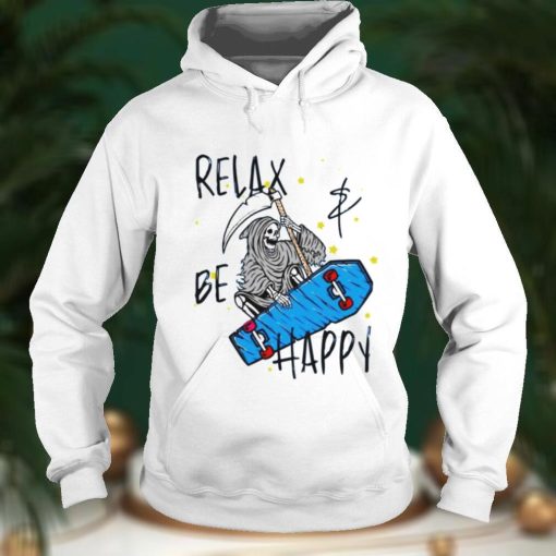 Blue Relax And Be Happy Cool Skateboarding Grim Reaper T Shirt