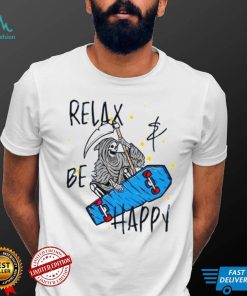 Blue Relax And Be Happy Cool Skateboarding Grim Reaper T Shirt