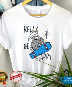 Blue Relax And Be Happy Cool Skateboarding Grim Reaper T Shirt