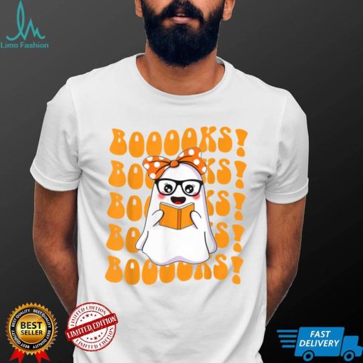 Boo Ghost Reading Books Librarian Halloween Boys Girls Kids T Shirt   Copy