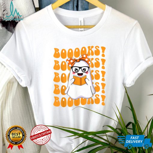 Boo Ghost Reading Books Librarian Halloween Boys Girls Kids T Shirt   Copy