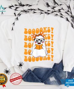 Boo Ghost Reading Books Librarian Halloween Boys Girls Kids T Shirt Copy