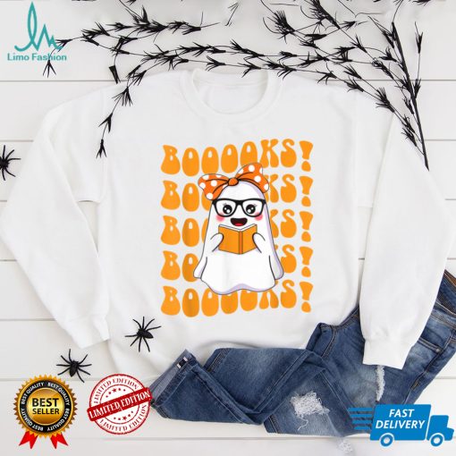 Boo Ghost Reading Books Librarian Halloween Boys Girls Kids T Shirt   Copy