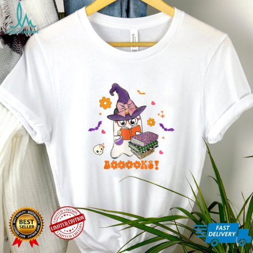 Booooks Cute Ghost Reading Library Books Halloween Teacher T Shirt