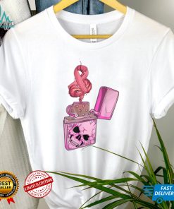 Breast Cancer Awareness Pink Fire Clipper Lighter Skeleton T Shirt   Copy (2)   Copy