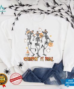 Creepin It Real Skeletons Pumpkin Boo Halloween Party T Shirt