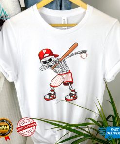 Dabbing Skeleton Baseball Funny Skull Halloween Costume T Shirt