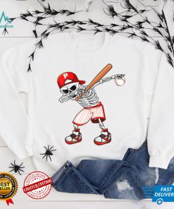 Dabbing Skeleton Baseball Funny Skull Halloween Costume T Shirt