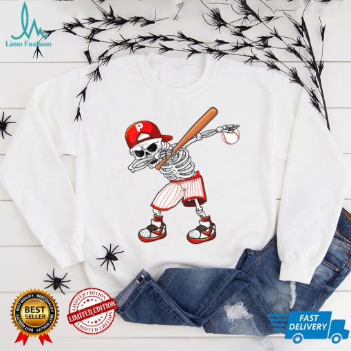 Dabbing Skeleton Baseball Funny Skull Halloween Costume T Shirt