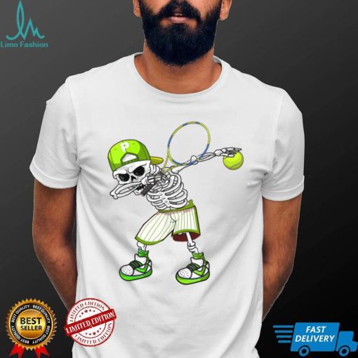 Dabbing Skeleton Tennis Funny Skull Halloween Costume T Shirt   Copy