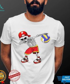 Dabbing Skeleton Volleyball Funny Skull Halloween Costume T Shirt