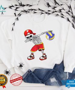 Dabbing Skeleton Volleyball Funny Skull Halloween Costume T Shirt