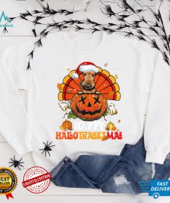 Dog Airedale Happy Hallothanksmas Halloween Thanksgiving T Shirt Copy (2)