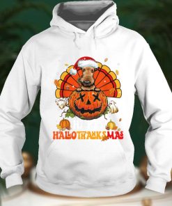 Dog Airedale Happy Hallothanksmas Halloween Thanksgiving T Shirt Copy (2)