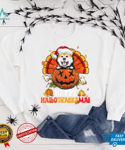 Dog Akita Happy Hallothanksmas Halloween Thanksgiving T Shirt Copy (2)