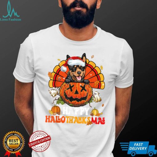 Dog Australian Kelpie Hallothanksmas Halloween Thanksgiving T Shirt   Copy (2)