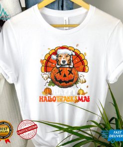 Dog Australian Shepherd Hallothanksmas Halloween T Shirt Copy (2)