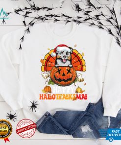 Dog Australian Shepherd Happy Hallothanksmas Halloween T Shirt Copy (2)