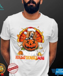 Dog Basset Hound Happy Hallothanksmas Halloween Thanksgiving T Shirt Copy (2)