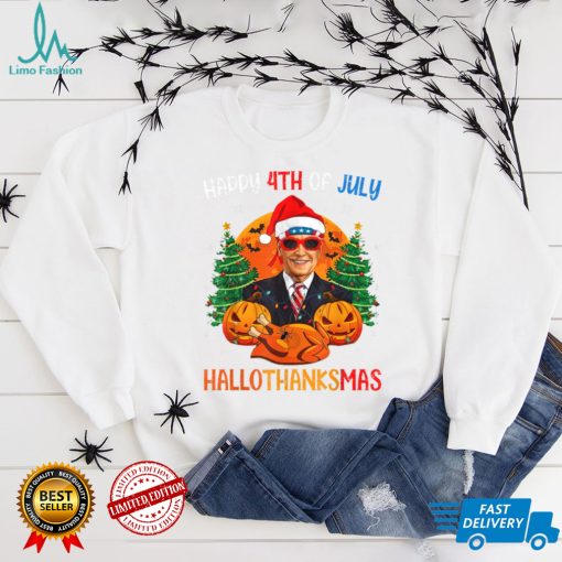 Funny Biden Happy 4th Of Hallothanksmas Holidays Halloween T Shirt