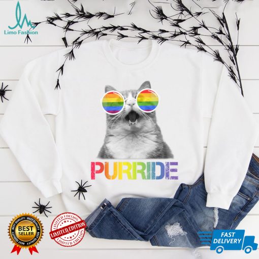 Funny Cat Purride Gay Pride Rainbow Sunglasses LGBTQ T Shirt