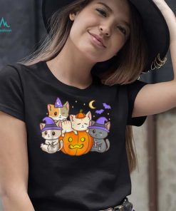 Halloween Cats Anime Cat Kawaii Neko Pumpkin Cat Lover Witch T Shirt