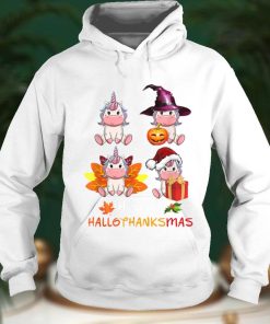 Happy Hallothanksmas Cute Unicorn Lover Halloween Christmas T Shirt