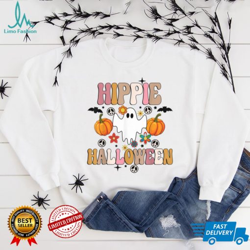 Hippie Halloween Funny Halloween With Ghost Boo Spooky T Shirt