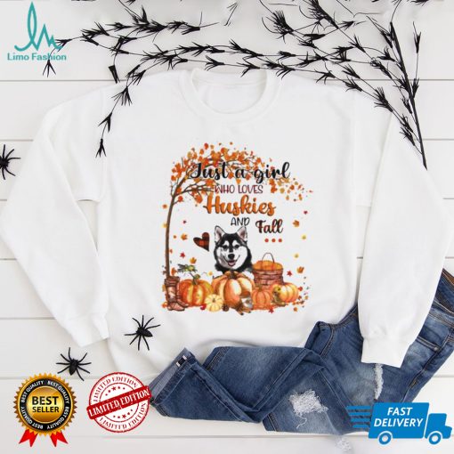 Just a Girl who loves Husky and Fall Pumpkin Happy Thanksgiving shirt