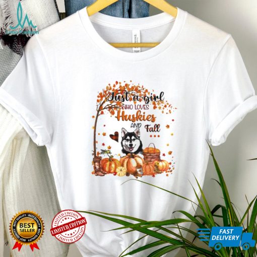 Just a Girl who loves Husky and Fall Pumpkin Happy Thanksgiving shirt