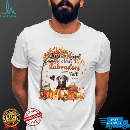 Just a Girl who loves Silver Labrador and Fall Pumpkin Happy Thanksgiving shirt
