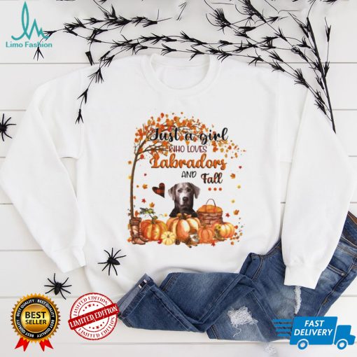 Just a Girl who loves Silver Labrador and Fall Pumpkin Happy Thanksgiving shirt