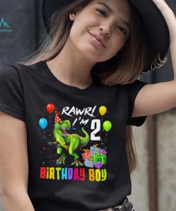Kids 2 Year Old Gifts Rawr I’m 2nd Birthday Boy Dinosaur T Rex T Shirt