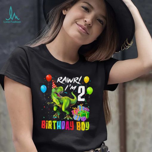 Kids 2 Year Old Gifts Rawr I’m 2nd Birthday Boy Dinosaur T Rex T Shirt