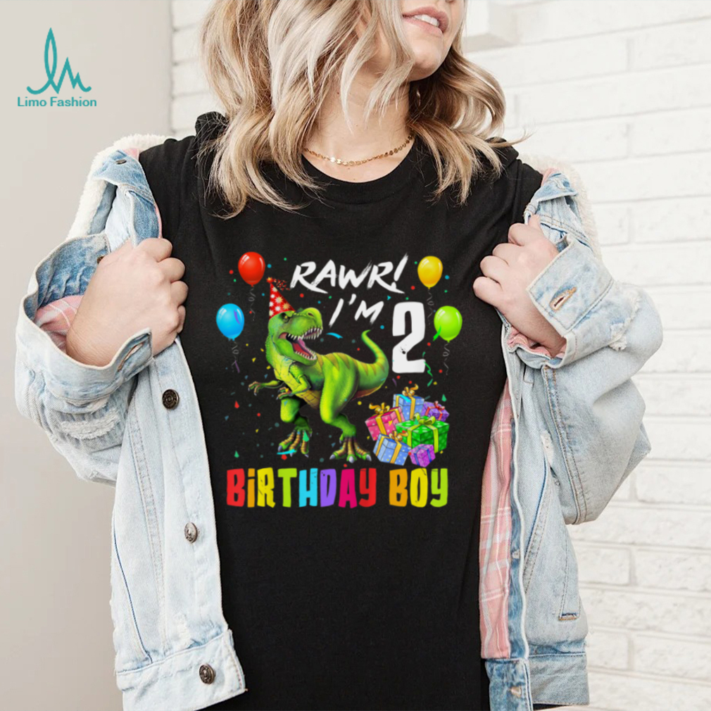 Kids 2 Year Old Gifts Rawr I'm 2nd Birthday Boy Dinosaur T Rex T Shirt
