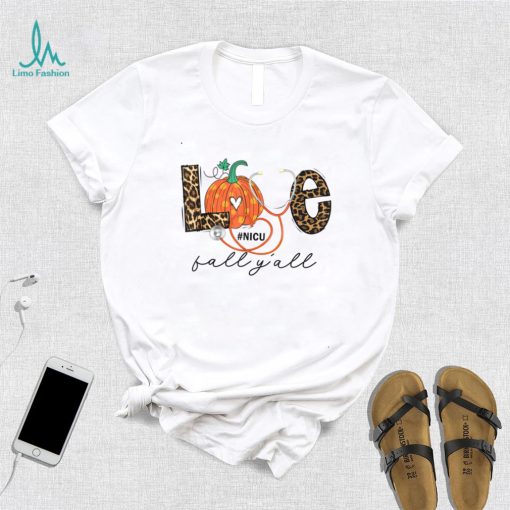 Leopard Love Fall Y’all NICU Nurse Pumpkin Halloween outfit T Shirt