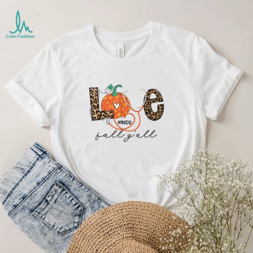 Leopard Love Fall Y’all NICU Nurse Pumpkin Halloween outfit T Shirt