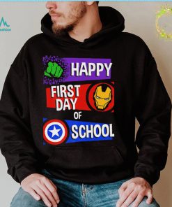 Marvel Avengers Happy First Day Of School Text T Shirt
