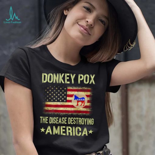 Mens Donkey Pox The Disease Destroying America Funny Anti Biden T Shirt