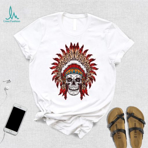 Native American Skull Headdress   Indigenous Indian Blood T Shirt
