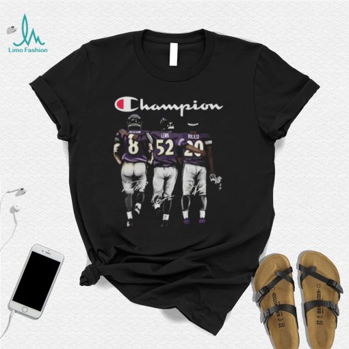 Official Champions Lamar Jackson Ray Lewis and Ed Reed Baltimore Ravens signatures shirt
