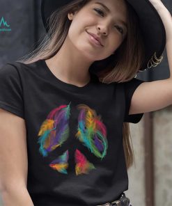 Peace Sign Colorful Feathers Hippie Peace Symbol Retro T Shirt